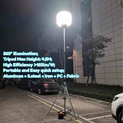 360° Illumination 60W 100W 120W 320W Glare-Free LED Light Balloon on Tripod for Construction Sites
