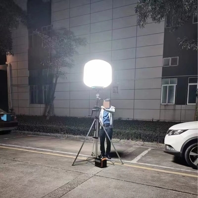 White Construction Mining 3.8m Mast Hand Lifting Balloon shape Mobile LED Lighting Tower
