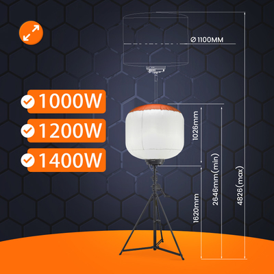 High Power Led Telescoping Light Tower 1400W Balloon Outdoor Tower Lights For Industrial