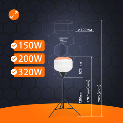 Battery Powered Reusable Led Balloons 200W 320W Mobile Lighting Tower For Outdoor Events