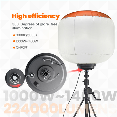 1000W Construction Jobsite LED Inflated 360 Degress Balloon Light IP65 High Lumen